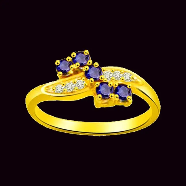 Diamond Dreams - Real Diamond & Blue Sapphire Ring (SDR1130)