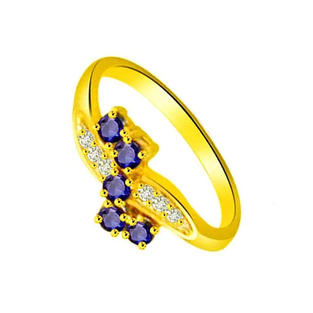 Diamond Dreams - Real Diamond & Blue Sapphire Ring (SDR1130)