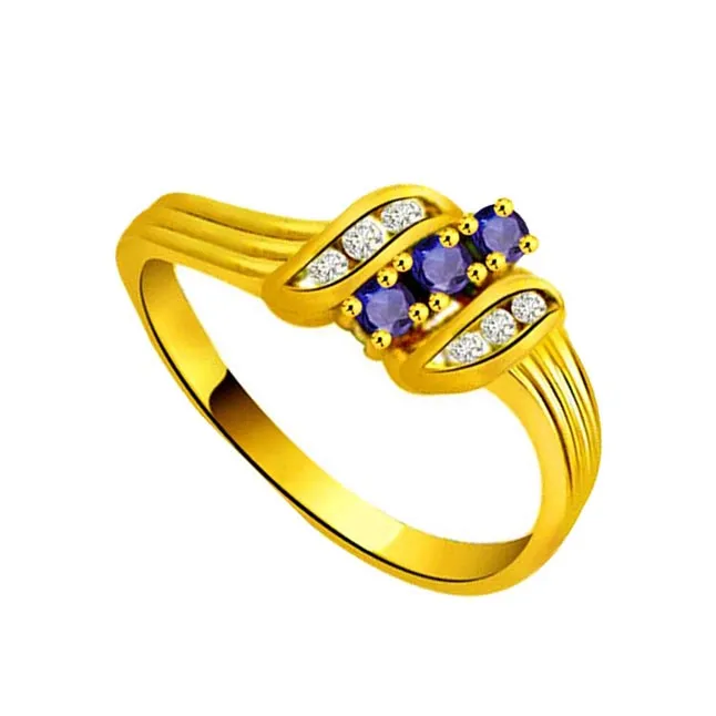 Masculine Charm - Real Diamond & Blue Sapphire Ring (SDR1131)