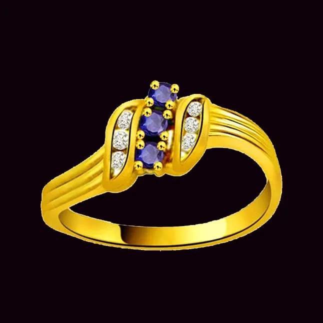 Masculine Charm - Real Diamond & Blue Sapphire Ring (SDR1131)