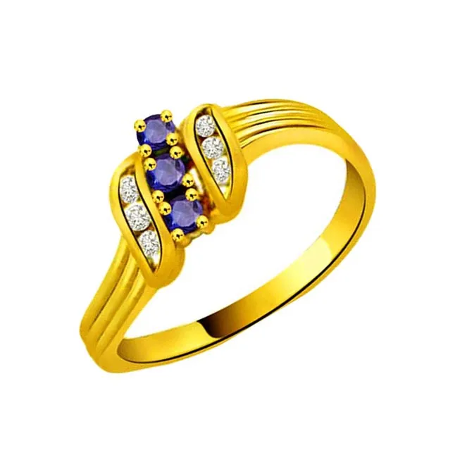 Masculine Charm - Real Diamond & Blue Sapphire Ring (SDR1131)