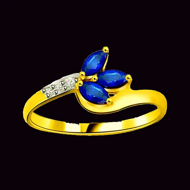Classic Real Diamond & Blue Sapphire Ring (SDR1132)