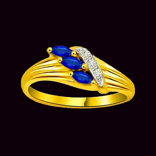Forever Beautiful - Real Diamond & Blue Sapphire Ring (SDR1133)