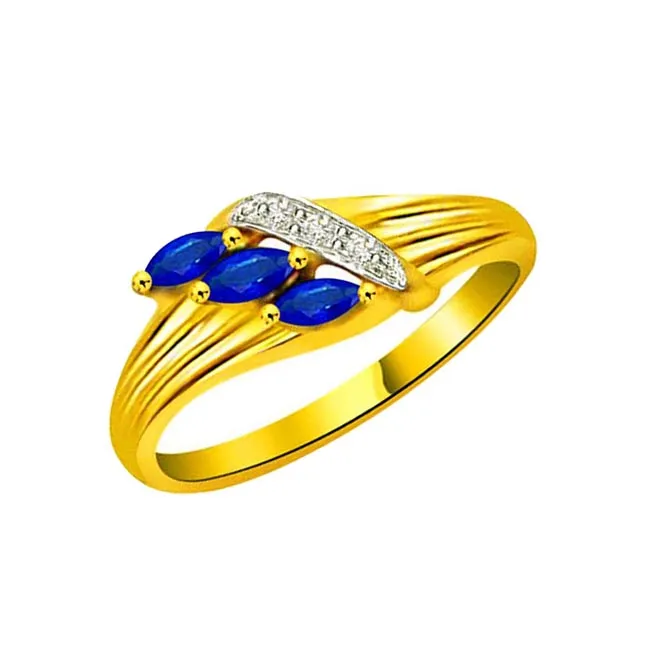 Forever Beautiful - Real Diamond & Blue Sapphire Ring (SDR1133)