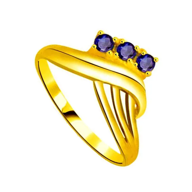 Real Round Sapphire Gold Ring (SDR1137)