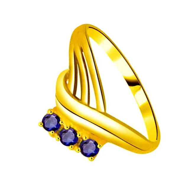 Real Round Sapphire Gold Ring (SDR1137)