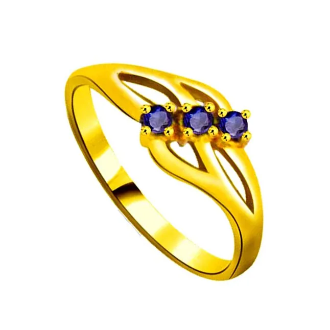 Real Round Sapphire Gold Ring (SDR1138)