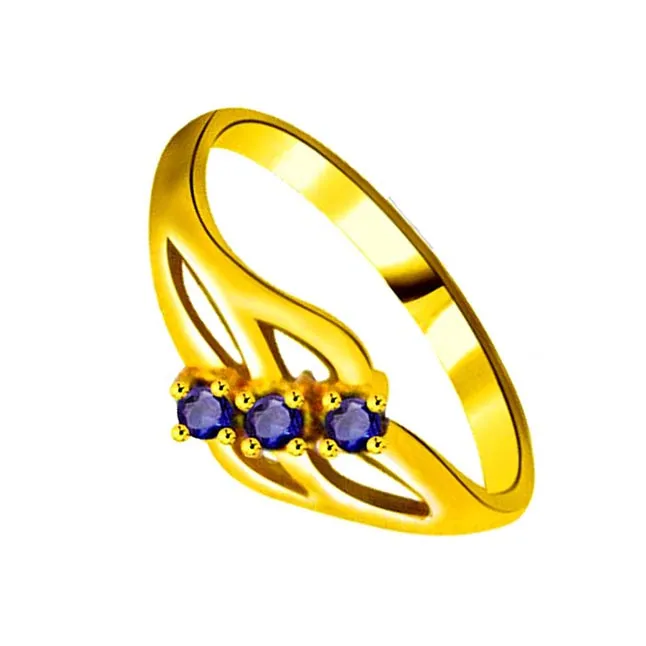 Real Round Sapphire Gold Ring (SDR1138)