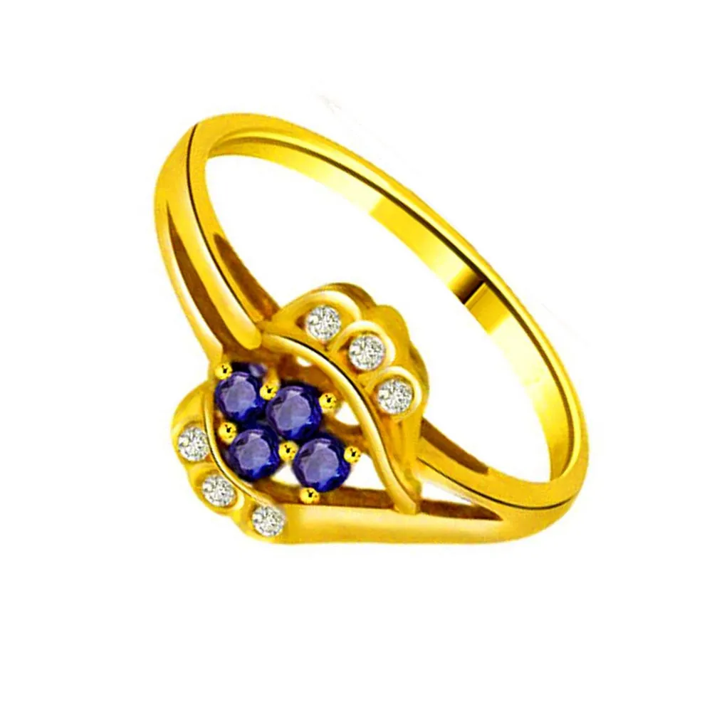 Flower Diamond & Sapphire Gold rings SDR1139