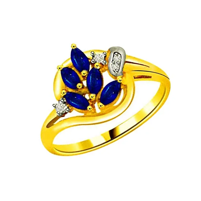 Classic Real Diamond & Sapphire Gold Ring (SDR1140)