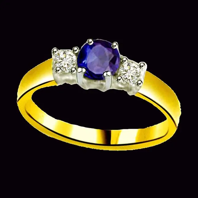 Classic Real Diamond & Sapphire Gold Ring (SDR1141)