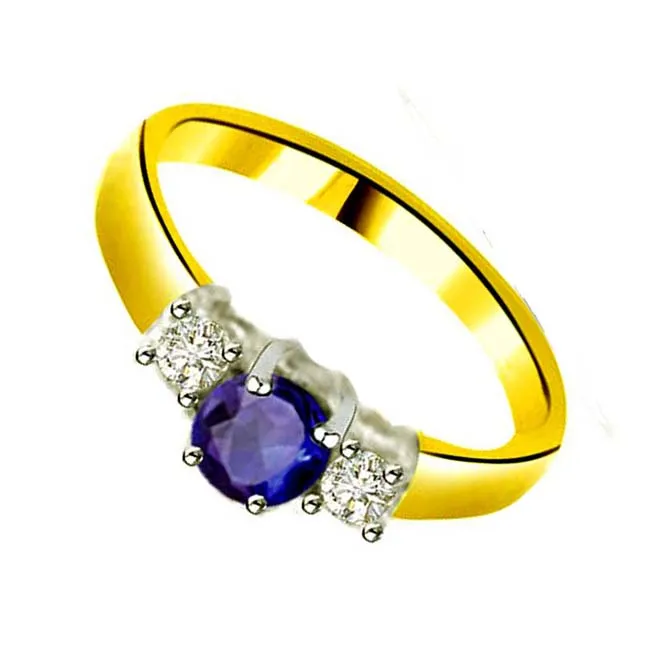 Classic Real Diamond & Sapphire Gold Ring (SDR1141)