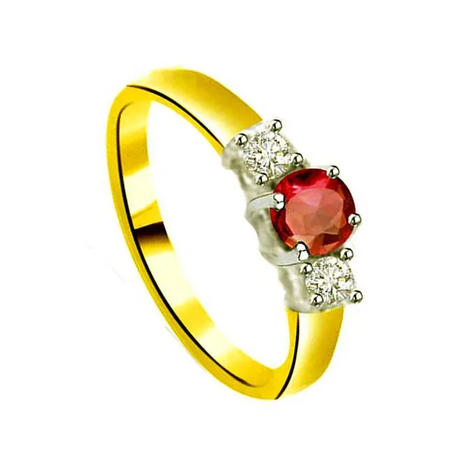 Classic Real Diamond & Ruby Gold Ring (SDR1142)