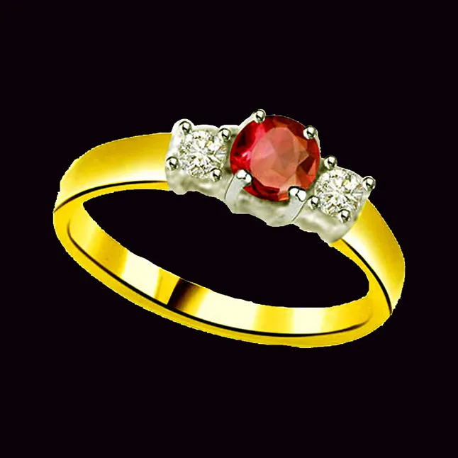 Classic Real Diamond & Ruby Gold Ring (SDR1142)