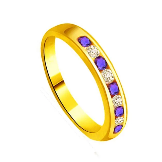 Real Diamond & Blue Sapphire Gold Ring (SDR1145)