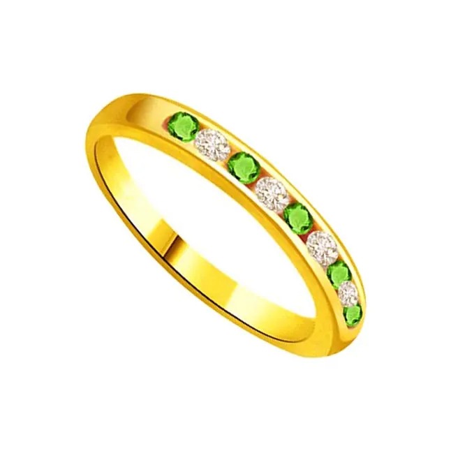 Real Diamond & Green Emerald Gold Ring (SDR1148)