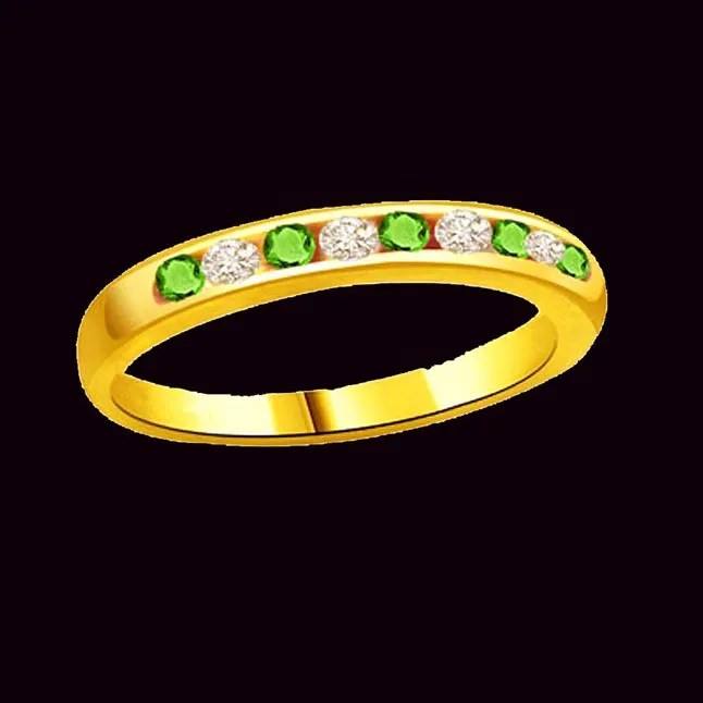 Real Diamond & Green Emerald Gold Ring (SDR1148)