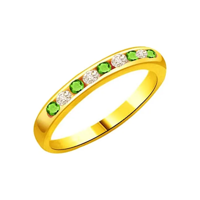 Real Diamond & Green Emerald Gold Ring (SDR1148)