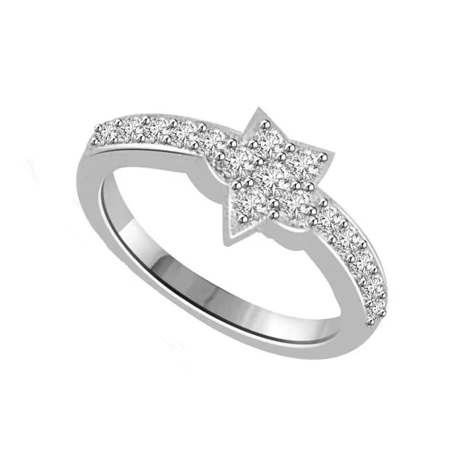 Sparkling Silver Star 0.48cts Real Diamond white Gold Ring (SDR1150)