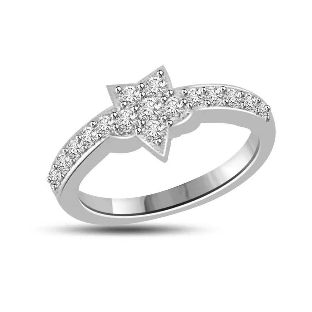 Sparkling Silver Star 0.48cts Diamond white Gold rings SDR1150 -Designer