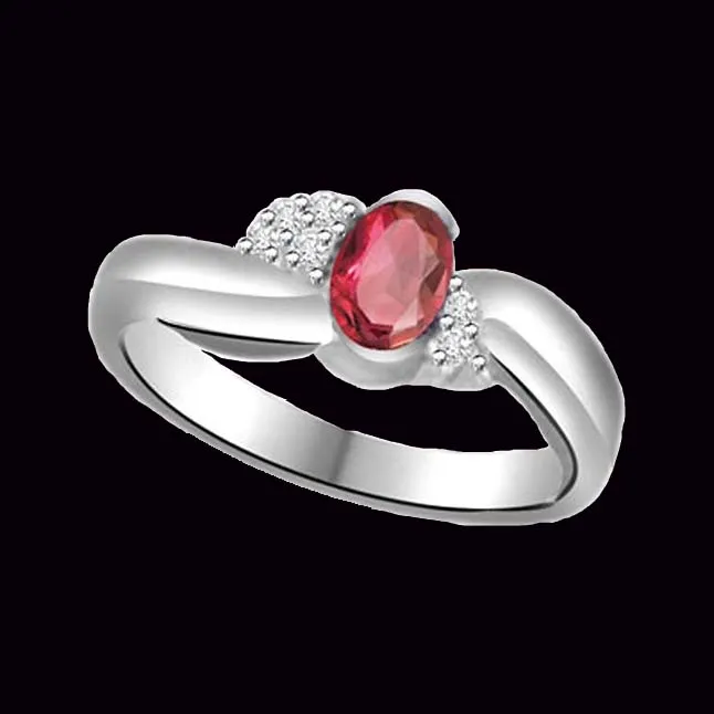 Shining Star 0.18cts Real Diamond & Ruby Gold Ring (SDR1153)