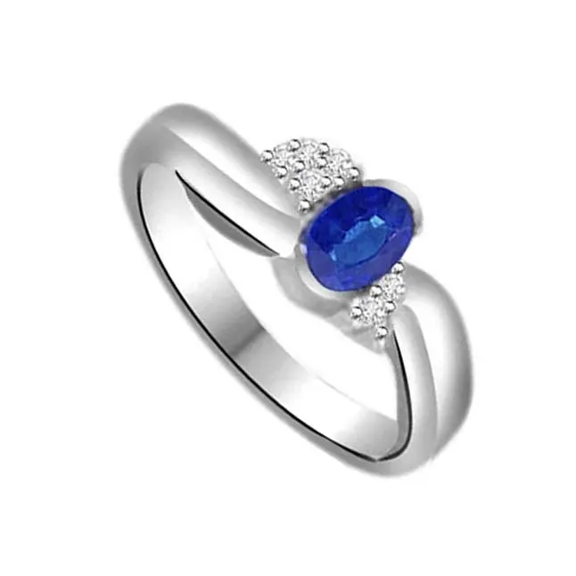 Celestial Glitters 0.18cts Real Diamond & Blue Sapphire Gold Ring (SDR1154)