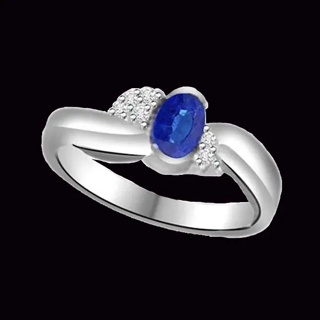 Celestial Glitters 0.18cts Real Diamond & Blue Sapphire Gold Ring (SDR1154)