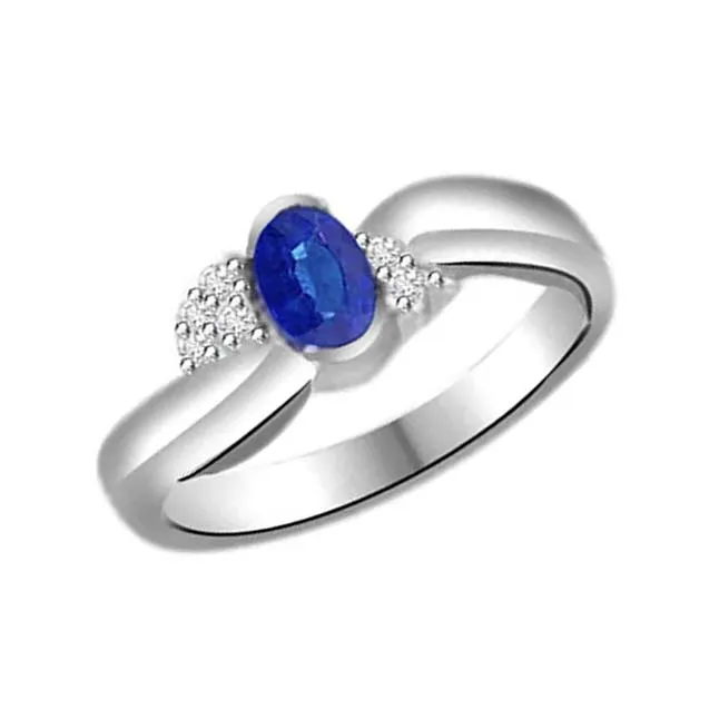 Celestial Glitters 0.18cts Real Diamond & Blue Sapphire Gold Ring (SDR1154)