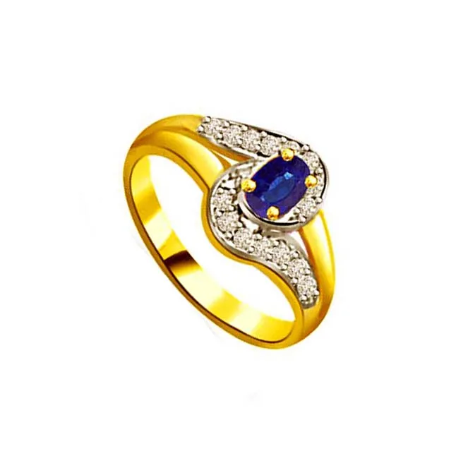 Shimmering Stars 0.15cts Real Diamond & Sapphire Gold Ring (SDR1156)