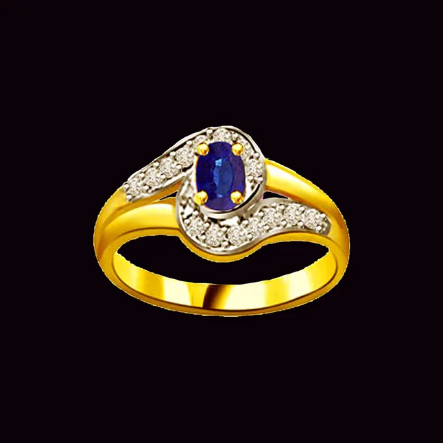 Shimmering Stars 0.15cts Real Diamond & Sapphire Gold Ring (SDR1156)