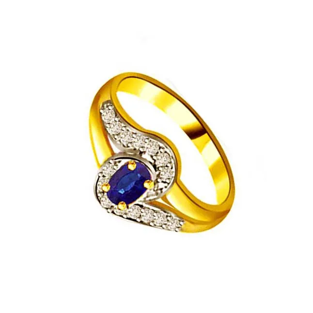 Shimmering Stars 0.15cts Real Diamond & Sapphire Gold Ring (SDR1156)