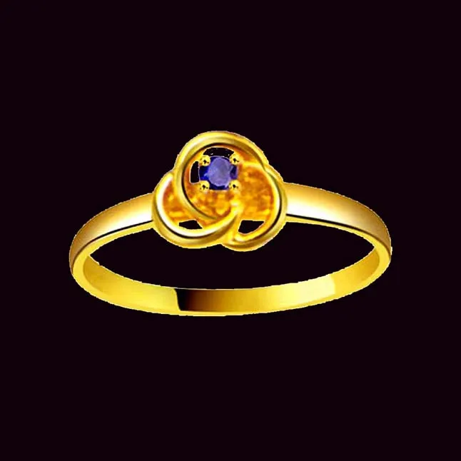 Dazzling Beauty Round Blue Sapphire Gold Ring (SDR1157)