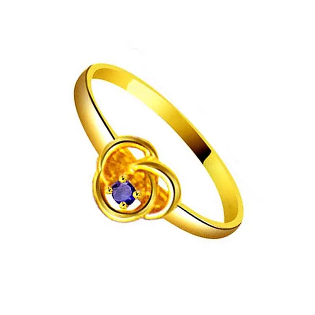 Dazzling Beauty Round Blue Sapphire Gold Ring (SDR1157)