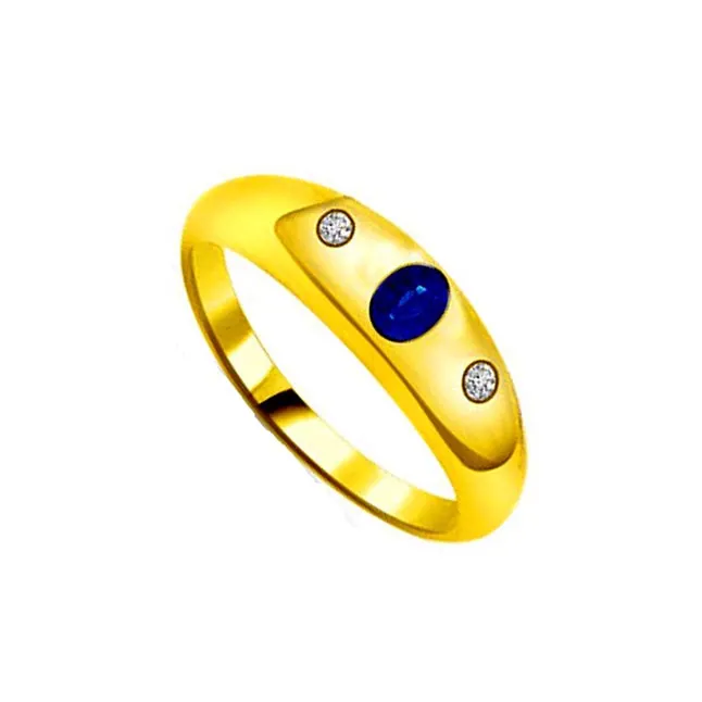 Blue Sapphire Desire Trendy Diamond & Sapphire Gold Ring (SDR1158)