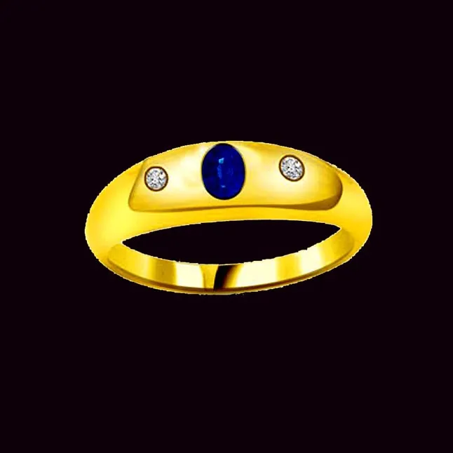 Blue Sapphire Desire Trendy Diamond & Sapphire Gold Ring (SDR1158)