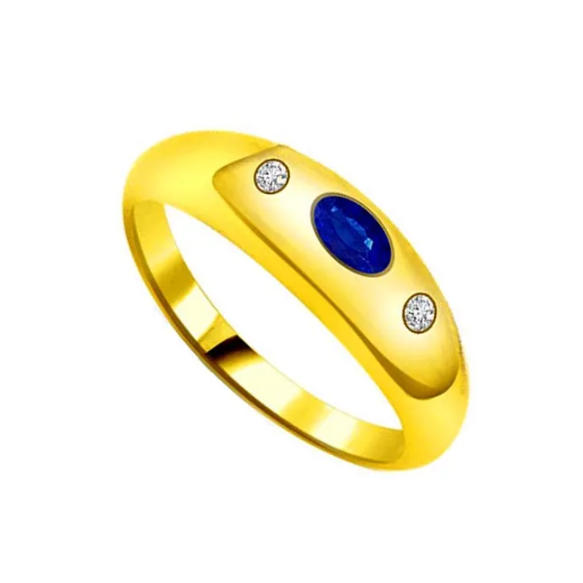 Love For Sapphire Classic Real Diamond & Blue Sapphire Gold Ring (SDR1159)