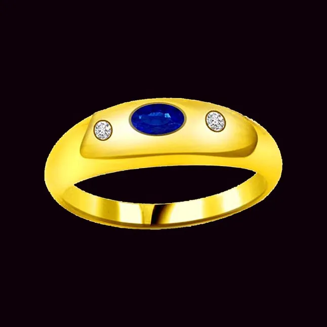 Love For Sapphire Classic Real Diamond & Blue Sapphire Gold Ring (SDR1159)