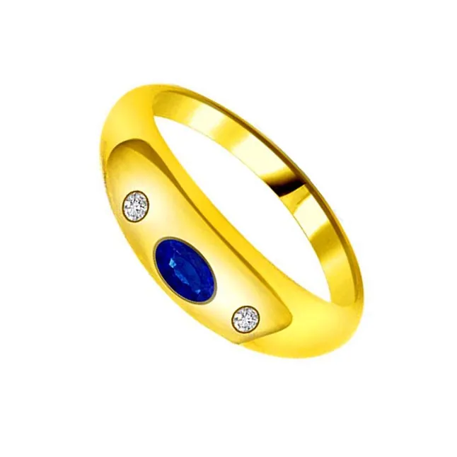 Love For Sapphire Classic Real Diamond & Blue Sapphire Gold Ring (SDR1159)