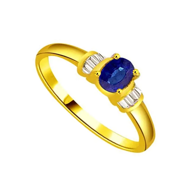 Oval Blue Sapphire Gold Ring (SDR1161)