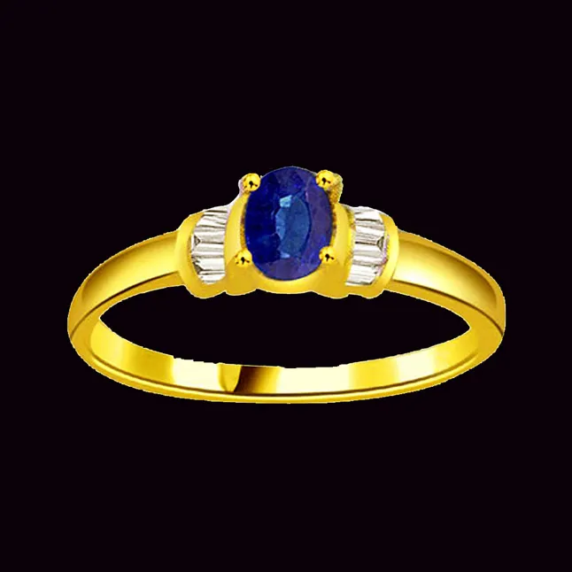 Oval Blue Sapphire Gold Ring (SDR1161)
