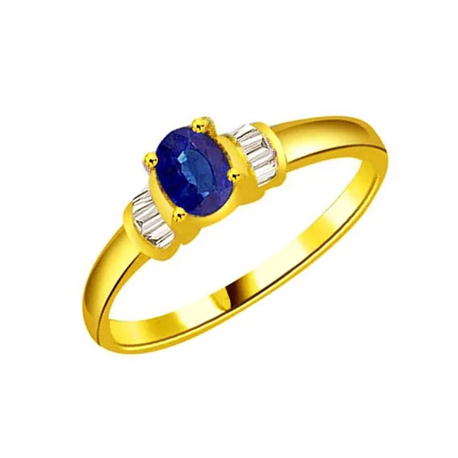 Oval Blue Sapphire Gold Ring (SDR1161)