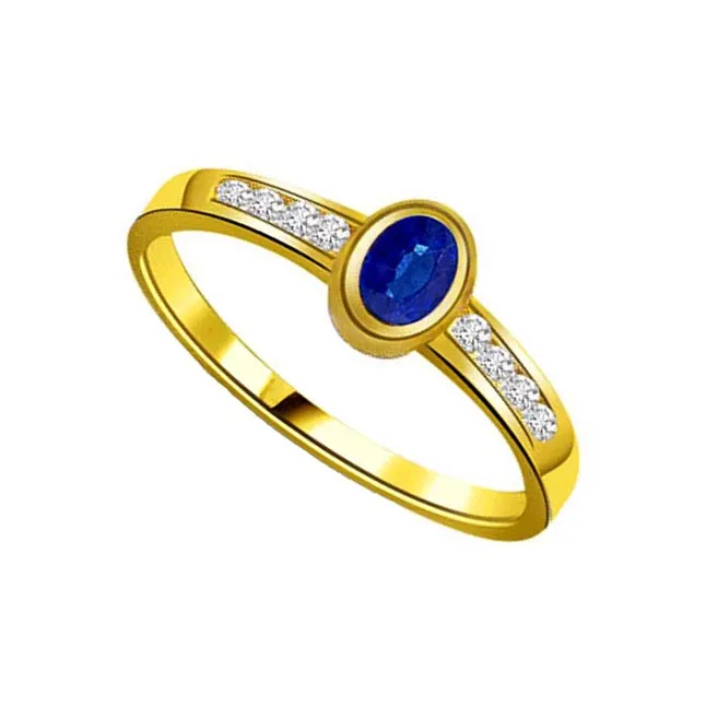 0.16cts Real Diamond & Blue Sapphire Gold Ring (SDR1162)
