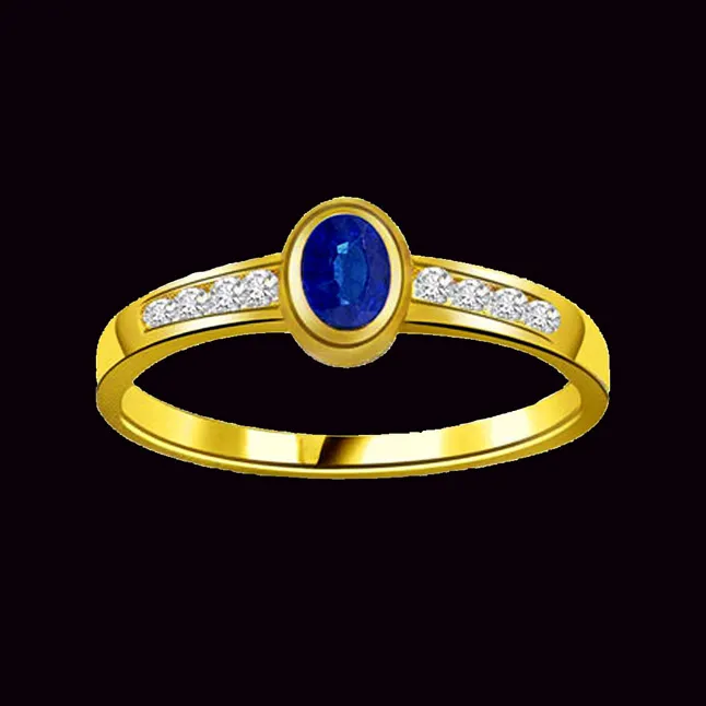 0.16cts Real Diamond & Blue Sapphire Gold Ring (SDR1162)