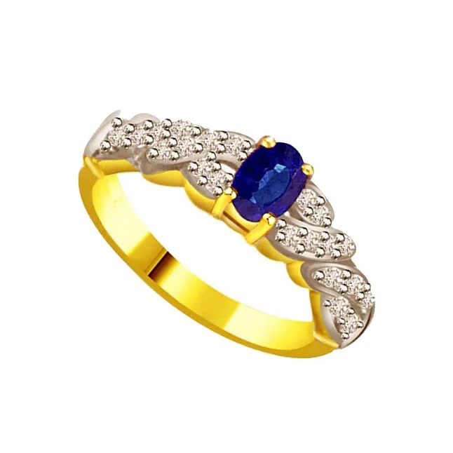 0.22cts Real Diamond & Blue Sapphire Gold Ring (SDR1163)