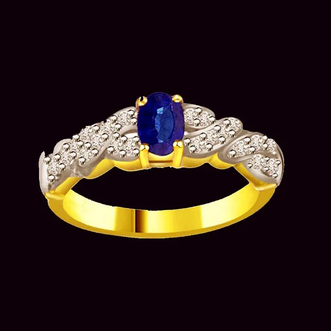0.22cts Real Diamond & Blue Sapphire Gold Ring (SDR1163)