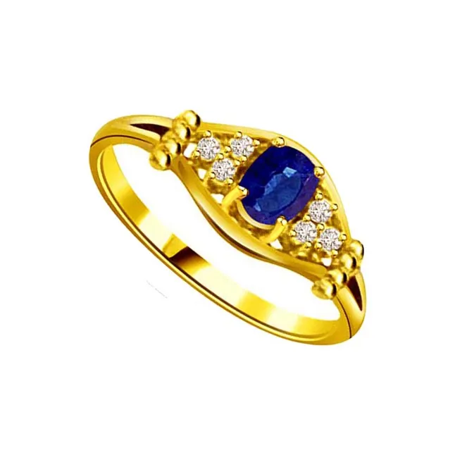 0.18cts Real Diamond & Blue Sapphire Gold Ring (SDR1165)