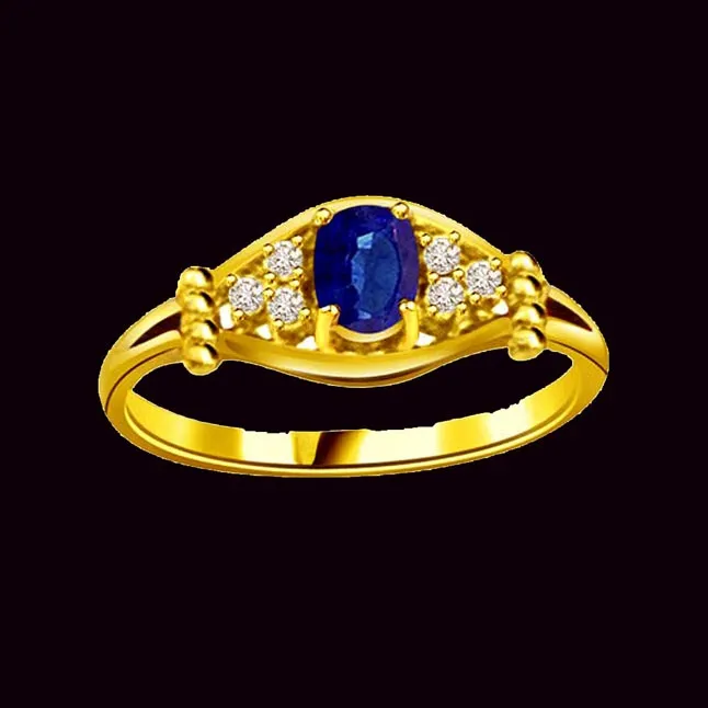 0.18cts Real Diamond & Blue Sapphire Gold Ring (SDR1165)