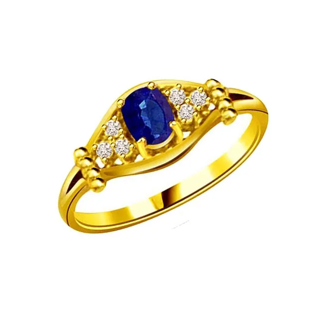 0.18cts Real Diamond & Blue Sapphire Gold Ring (SDR1165)