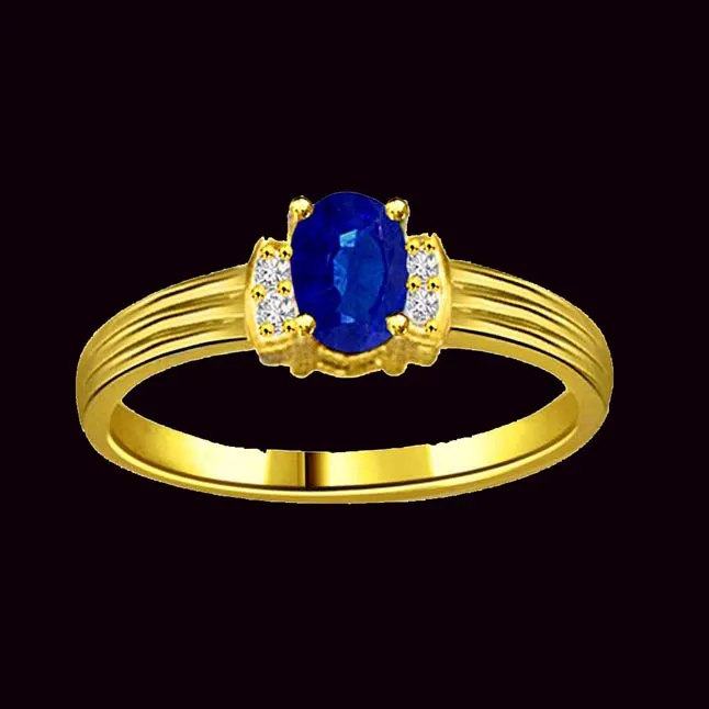 0.10cts Real Diamond & Blue Sapphire Gold Ring (SDR1166)