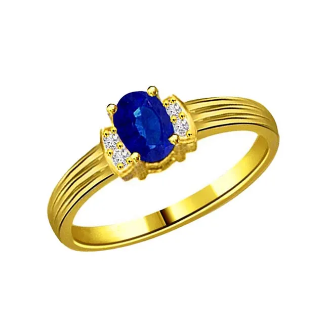 0.10cts Real Diamond & Blue Sapphire Gold Ring (SDR1166)